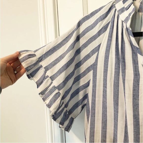 Joy Joy Blue and White Striped Lightweight Mini Dress - Picture 4 of 5